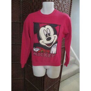 Vintage Mickey Mouse Sweatshirt Adult Small Pink Big Print 80s 90s Made In USA